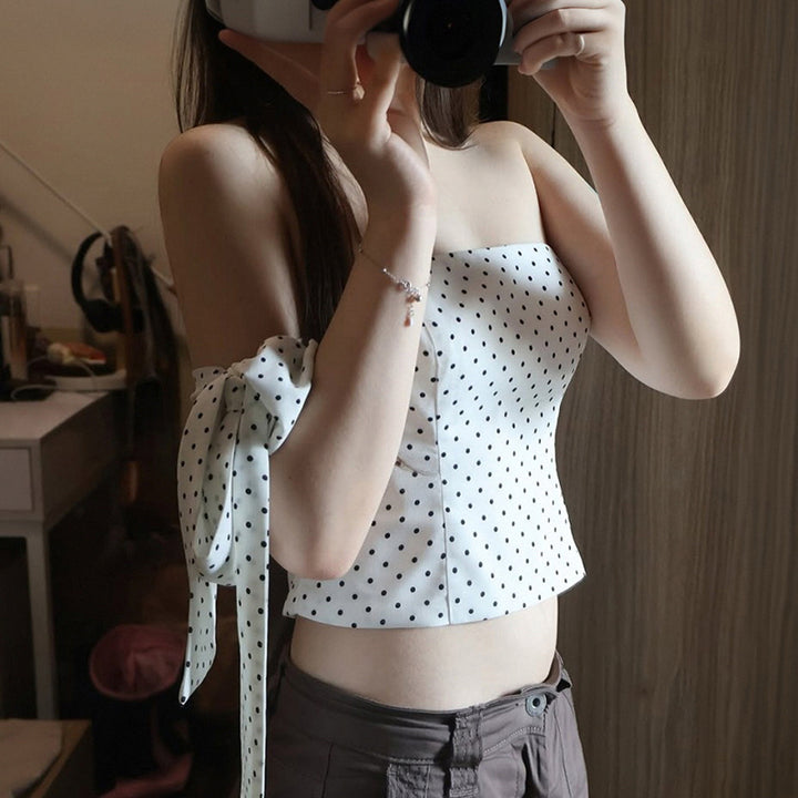 Polka Dot Convertible Scarf Tie Tube Top - Elegant Chic - Vedlit