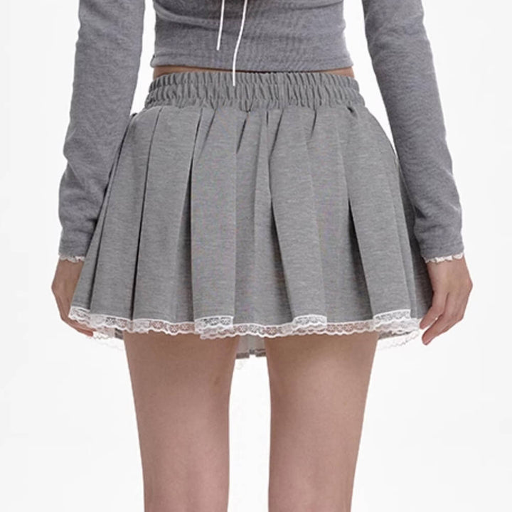 Preppy Drawstring Mini Skirt - Vedlit