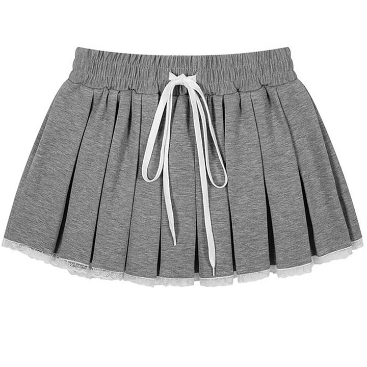 Preppy Drawstring Mini Skirt - Vedlit