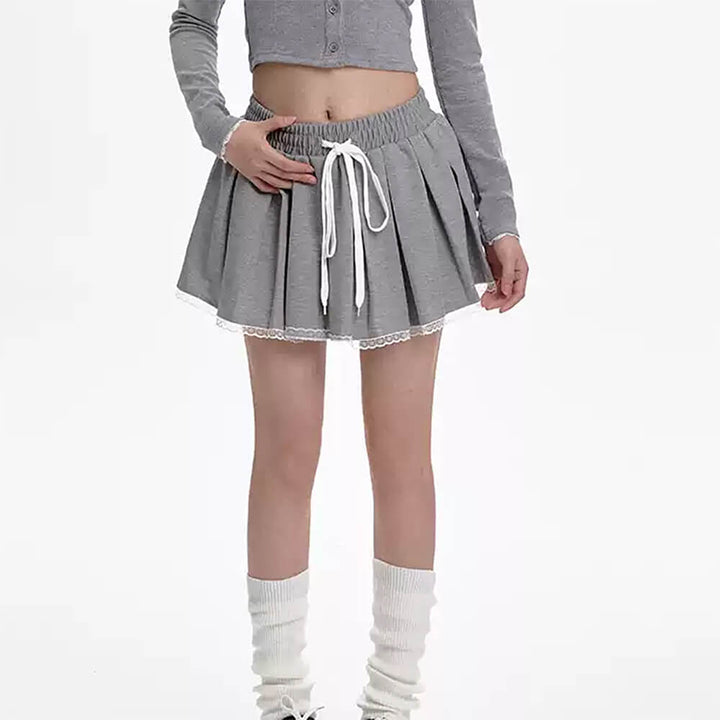 Preppy Drawstring Mini Skirt - Vedlit