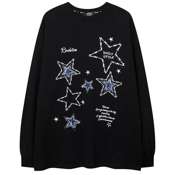 Preppy Star Patch Sweatshirt - Vedlit