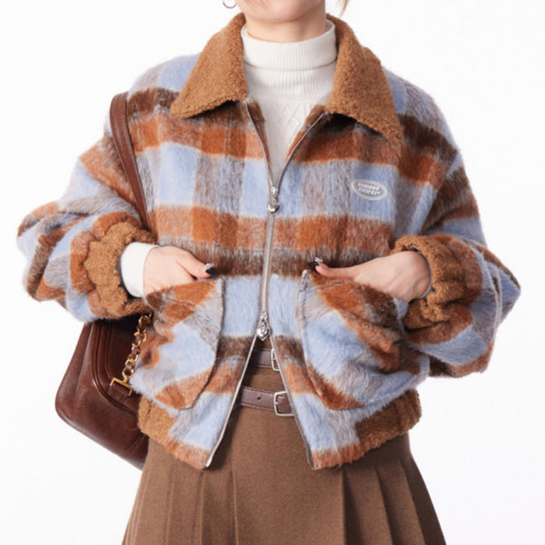 Preppy Style Warm Checkered Jacket - Vedlit