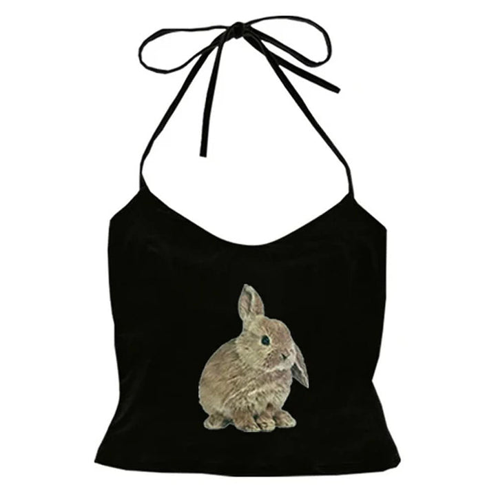 Rabbit Print Y2K Halter Top - Vedlit