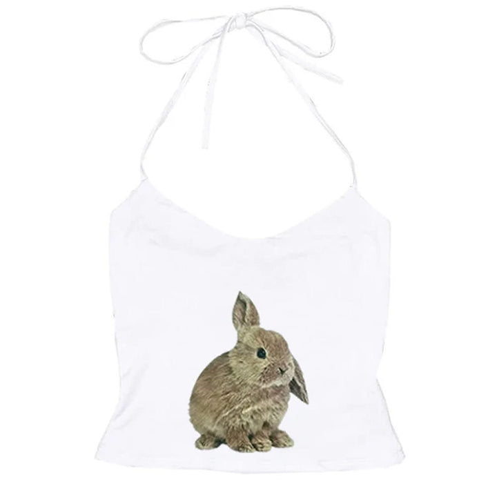 Rabbit Print Y2K Halter Top - Vedlit