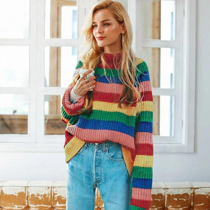 Roll Neck Rainbow Jumper - Vedlit