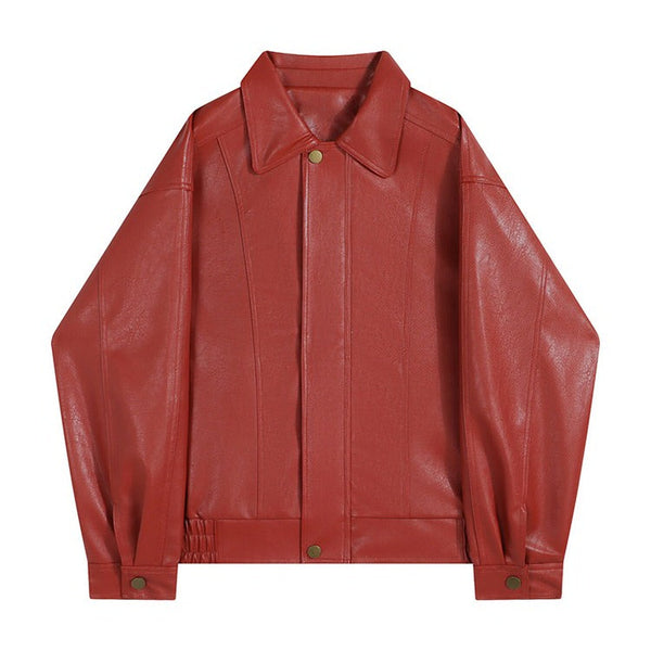 Red Grunge Leather Jacket - Vedlit