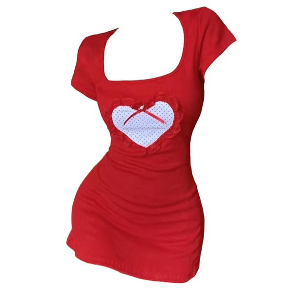 Crimson Heart Mini Dress - Vedlit