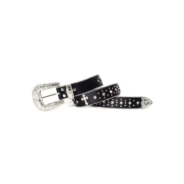 Rhinestone Gothic Punk Rock Cross Buckle Belt - Vedlit