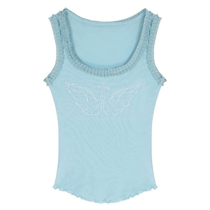 Rhinestone Angel Wings Tank Top - Vedlit