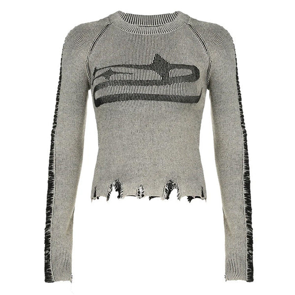 Ripped Long Sleeve Star Top - Vedlit