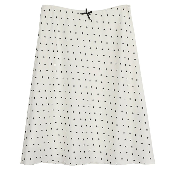 Satin Polka Dot Midi Skirt - Vedlit