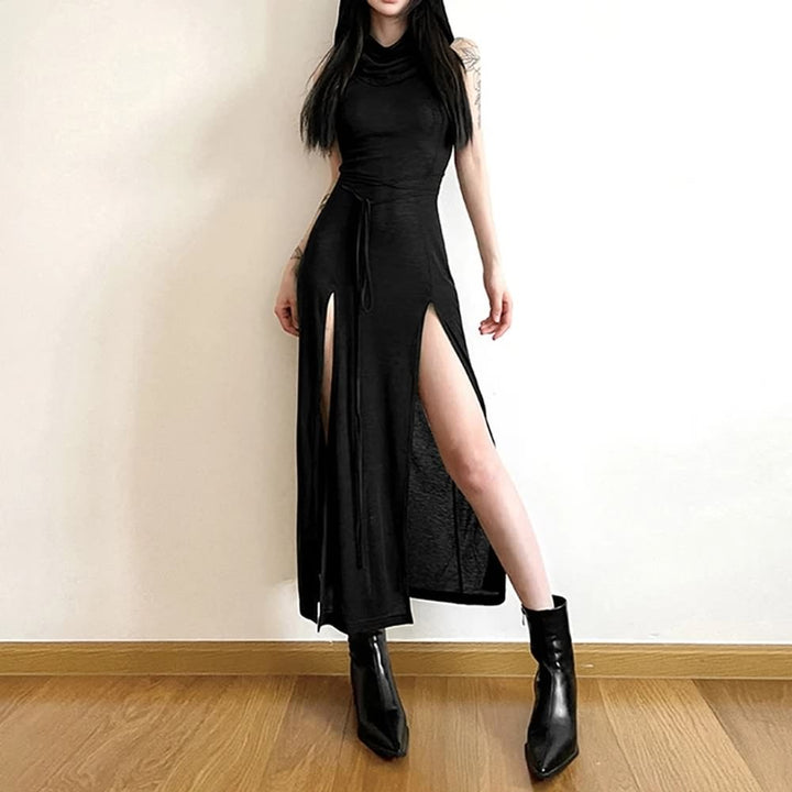 Sexy Gothic Witch Cut Out Back Slit Dress - Vedlit