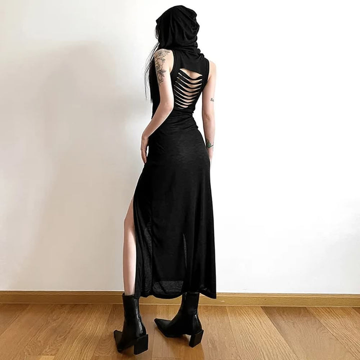 Sexy Gothic Witch Cut Out Back Slit Dress - Vedlit