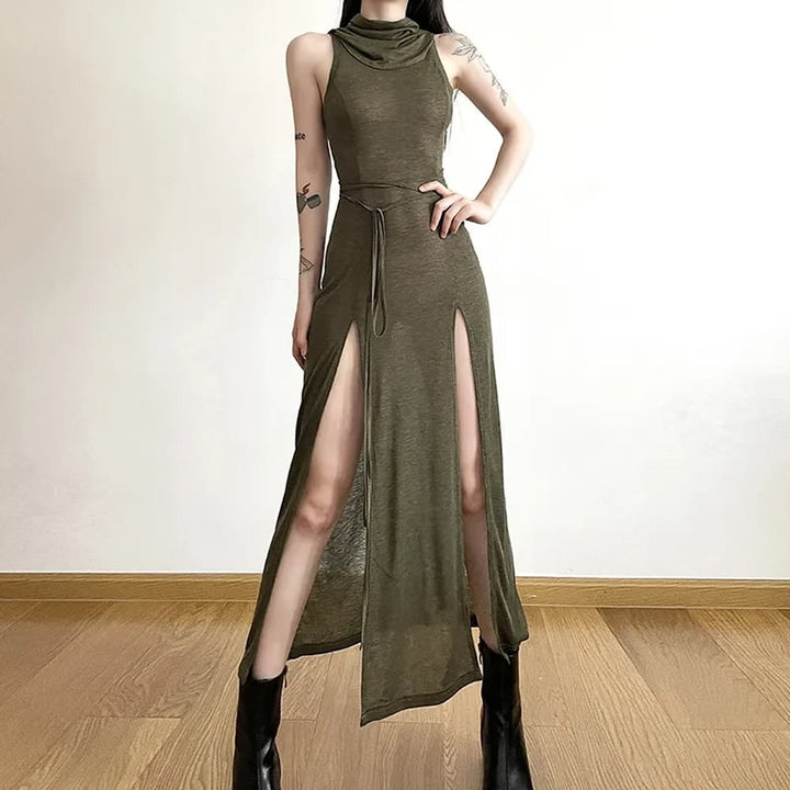 Sexy Gothic Witch Cut Out Back Slit Dress - Vedlit