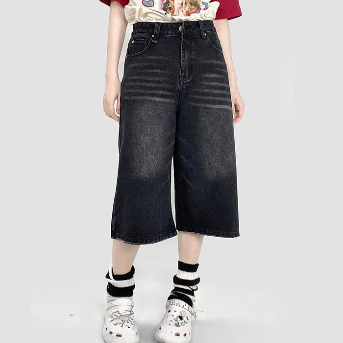 Skater Girl Denim Baggy Shorts - Vedlit