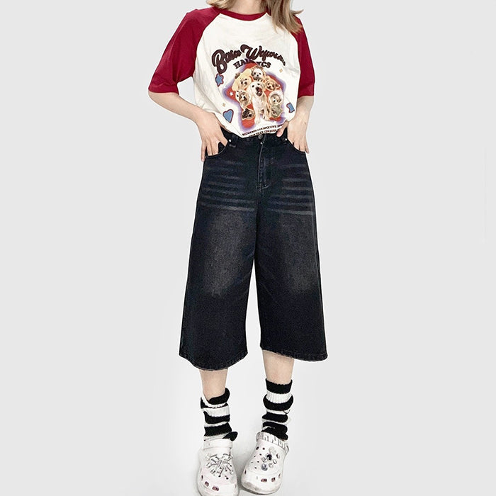 Skater Girl Denim Baggy Shorts - Vedlit