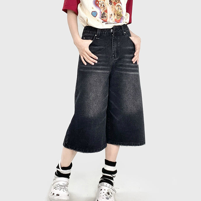 Skater Girl Denim Baggy Shorts - Vedlit