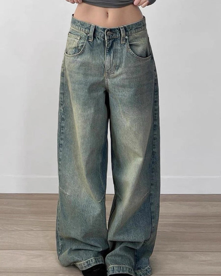 Skater Girl Washed Wide-Leg Jeans - Vedlit