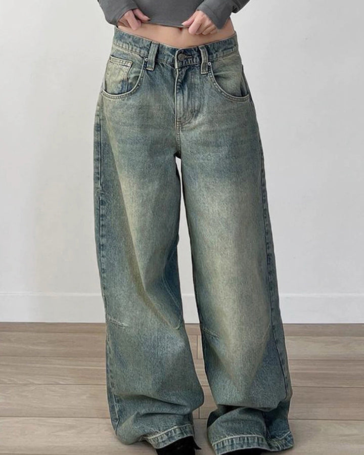 Skater Girl Washed Wide-Leg Jeans - Vedlit