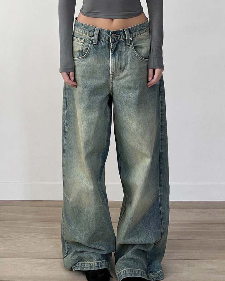 Skater Girl Washed Wide-Leg Jeans - Vedlit