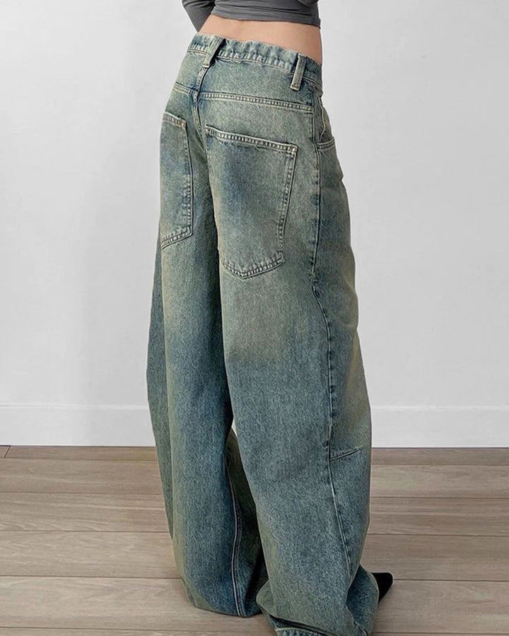 Skater Girl Washed Wide-Leg Jeans - Vedlit