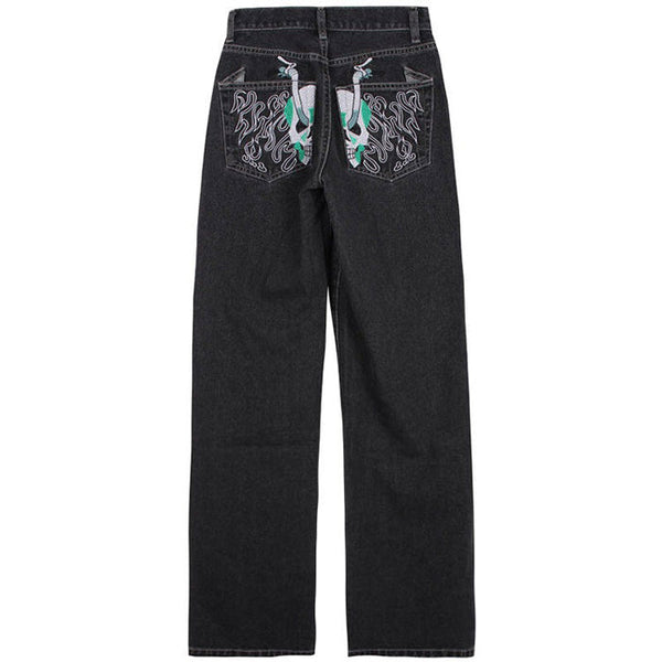 Skeleton Embroidery Jeans - Vedlit