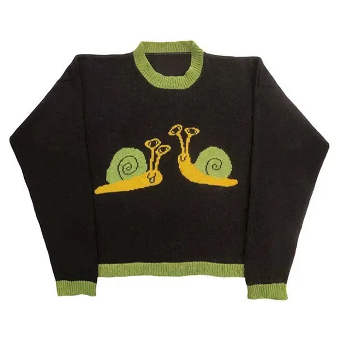 Snail Embroidery Aesthetic Sweater - Vedlit