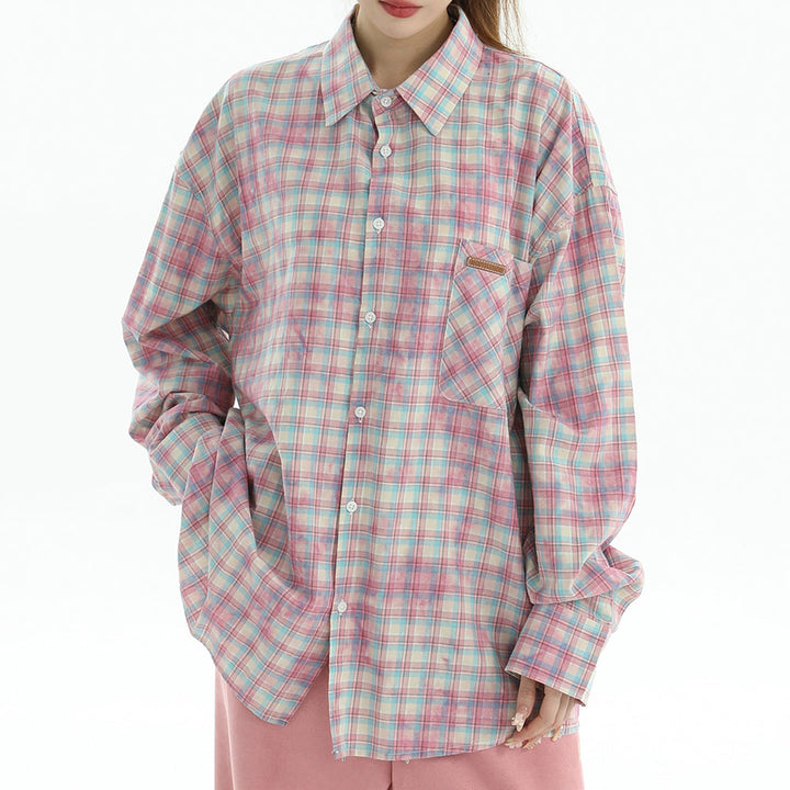 Soft Girl Plaid Button-Up Shirt - Vedlit