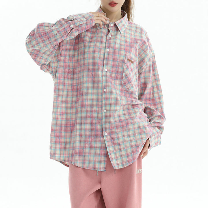 Soft Girl Plaid Button-Up Shirt - Vedlit