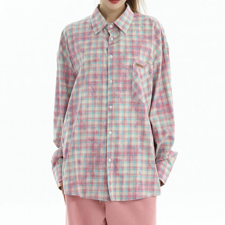 Soft Girl Plaid Button-Up Shirt - Vedlit