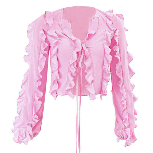 Soft Girl Ruffle Cardigan - Vedlit