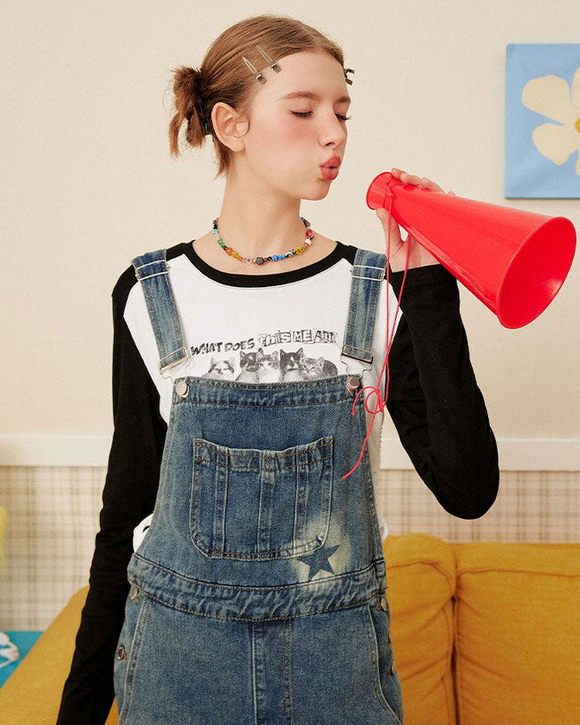Star Girl Denim Overalls - Vedlit