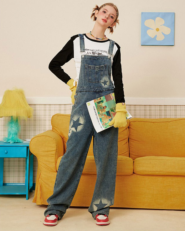 Star Girl Denim Overalls - Vedlit
