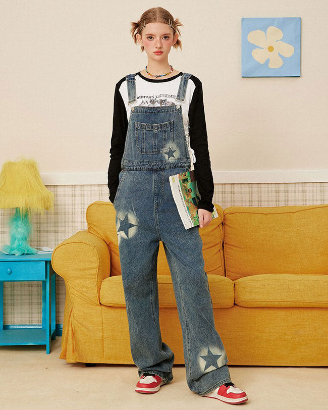 Star Girl Denim Overalls - Vedlit
