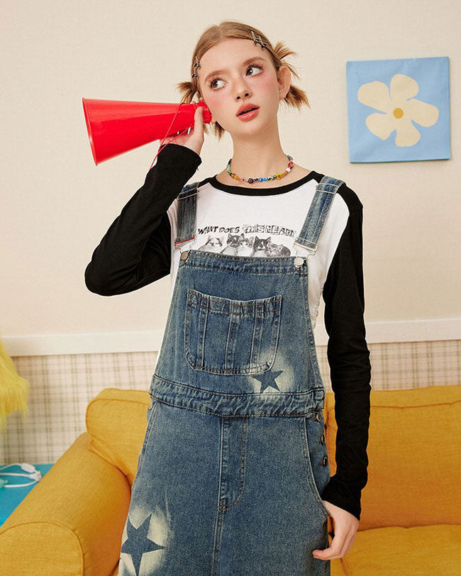 Star Girl Denim Overalls - Vedlit