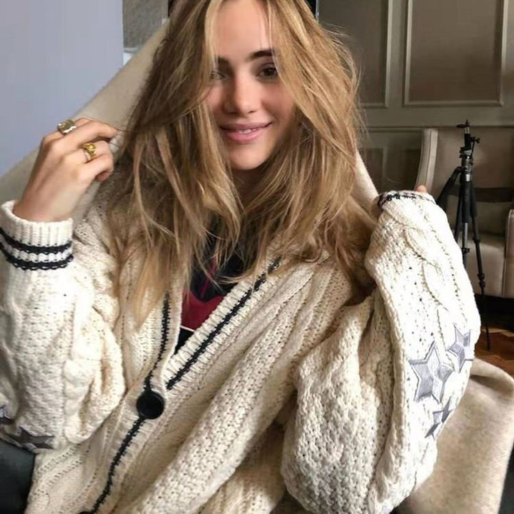 Preppy Aesthetic Star Cardigan - Vedlit