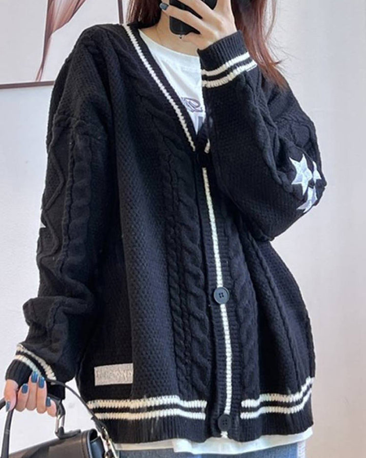 Preppy Aesthetic Star Cardigan - Vedlit