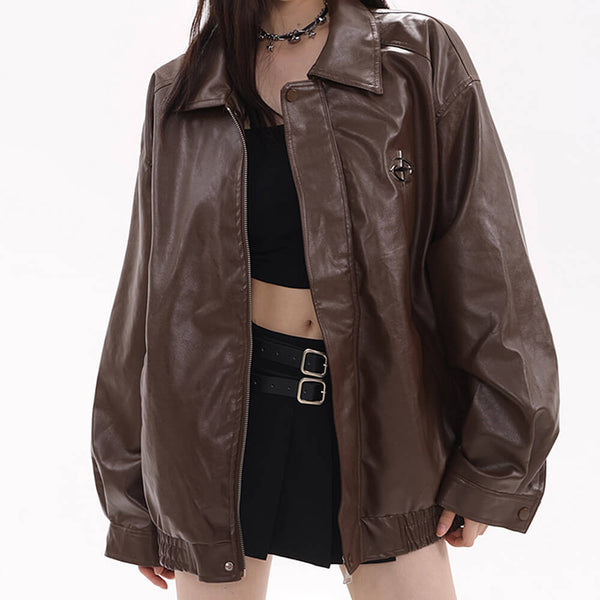 Star Girl Bomber Leather Jacket - Vedlit