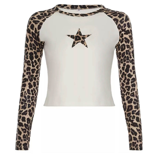 Star Leopard Long Sleeve Top - Vedlit