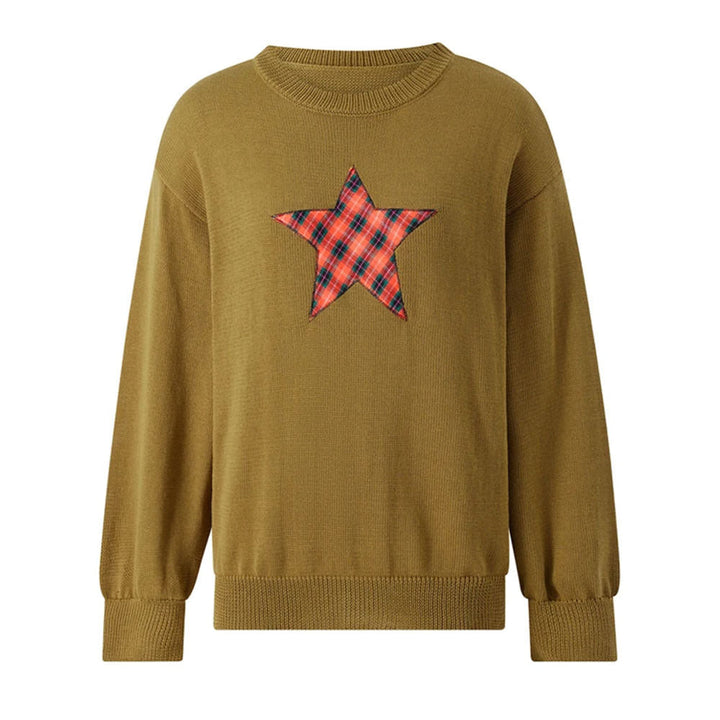 Star Patch Aesthetic Knit Pullover - Vedlit