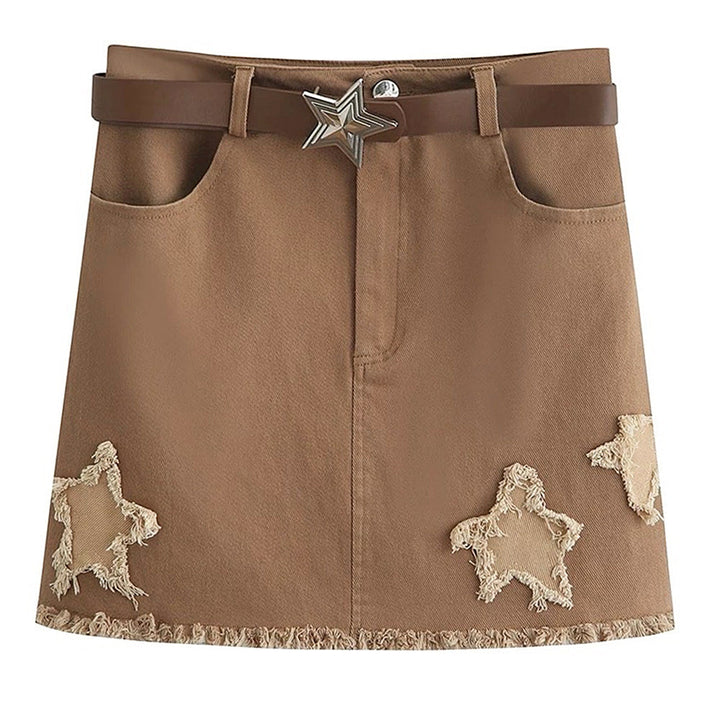 Star Patch Aesthetic Mini Skirt - Vedlit