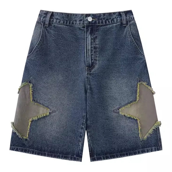 Star Patch Denim Shorts - Vedlit