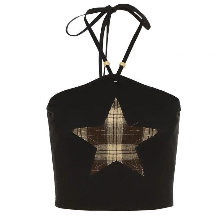 Star Patch Halter Crop Top - Vedlit