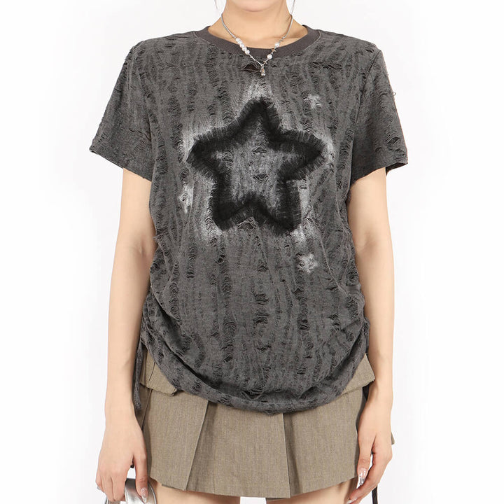 Star Print Relaxed Fit T-Shirt - Vedlit