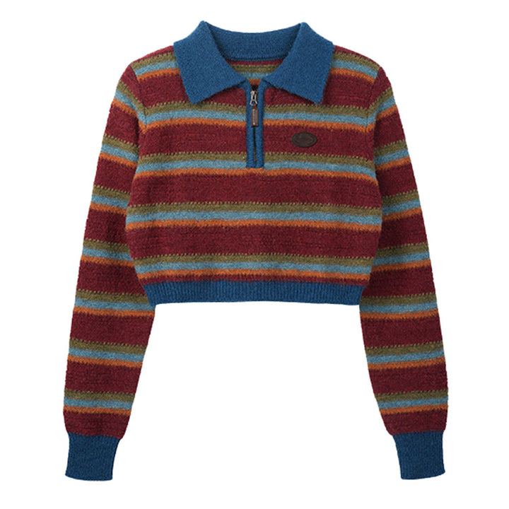 Primary Colors Cropped Knit Sweater - Vedlit