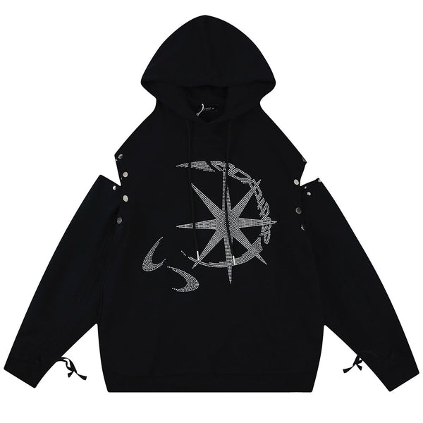 Sun & Moon Rhinestone Hoodie - Vedlit