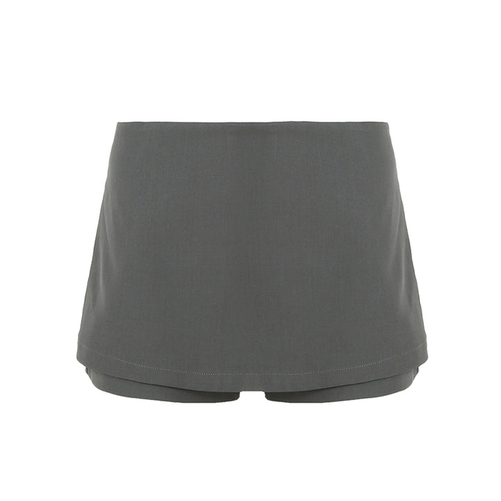 Tailored Button-Up Vest and Skort Set in Gray - Vedlit