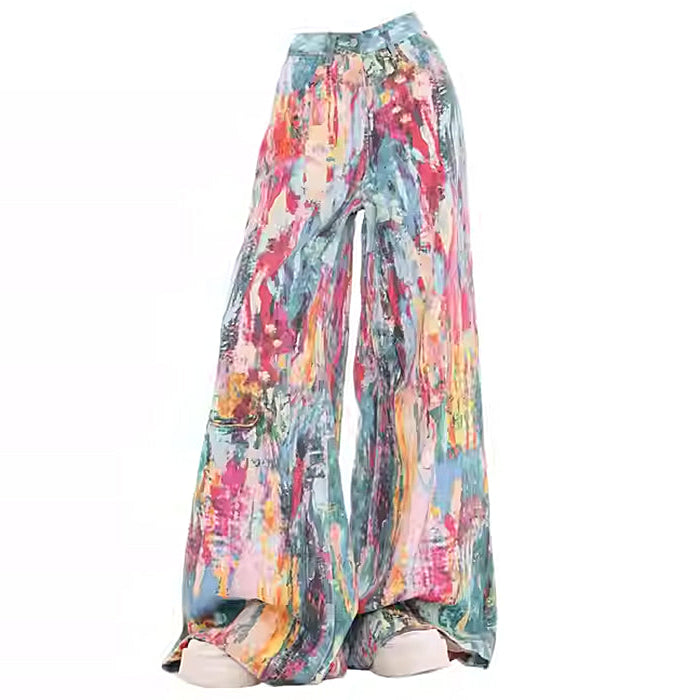 Tie-Dye Wide-Leg Jeans - Vedlit