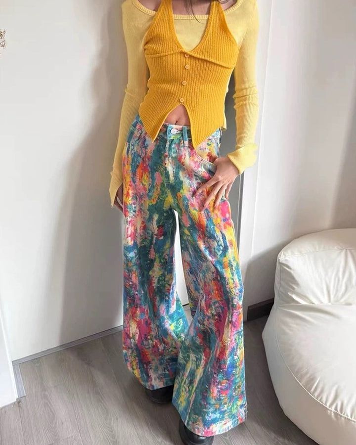 Tie-Dye Wide-Leg Jeans - Vedlit