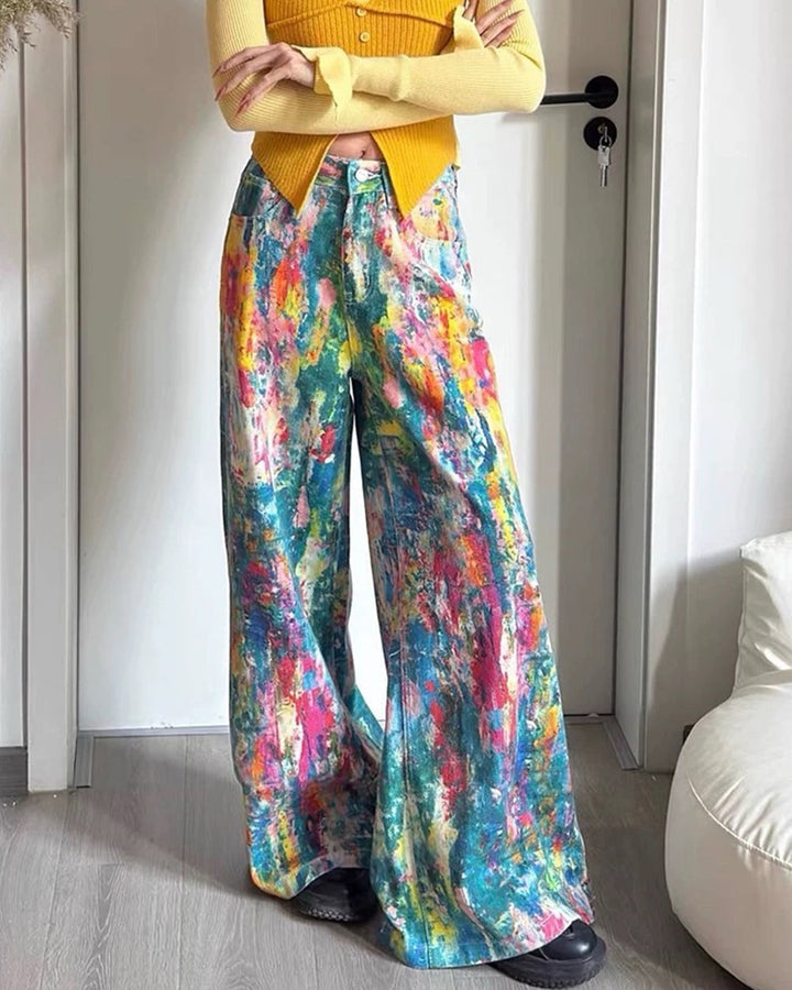 Tie-Dye Wide-Leg Jeans - Vedlit